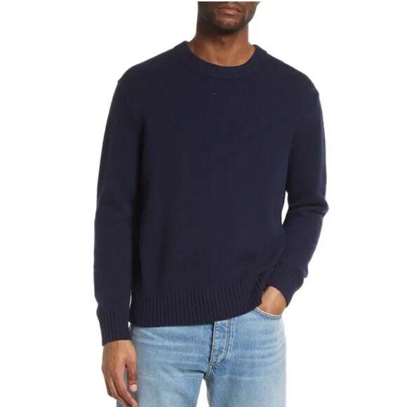Nordstrom Navy Blue Crewneck 100% Cashmere Pullover Men’s Sweater NWOT Size Smal - Picture 1 of 4